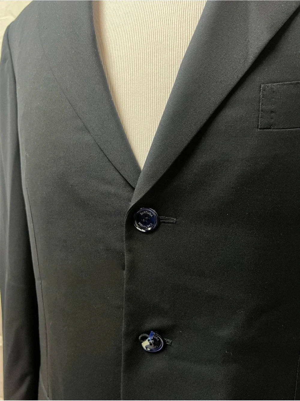 Sartoria Castangia Men's 42L Navy Blue Wool 3-Button Blazer Jacket